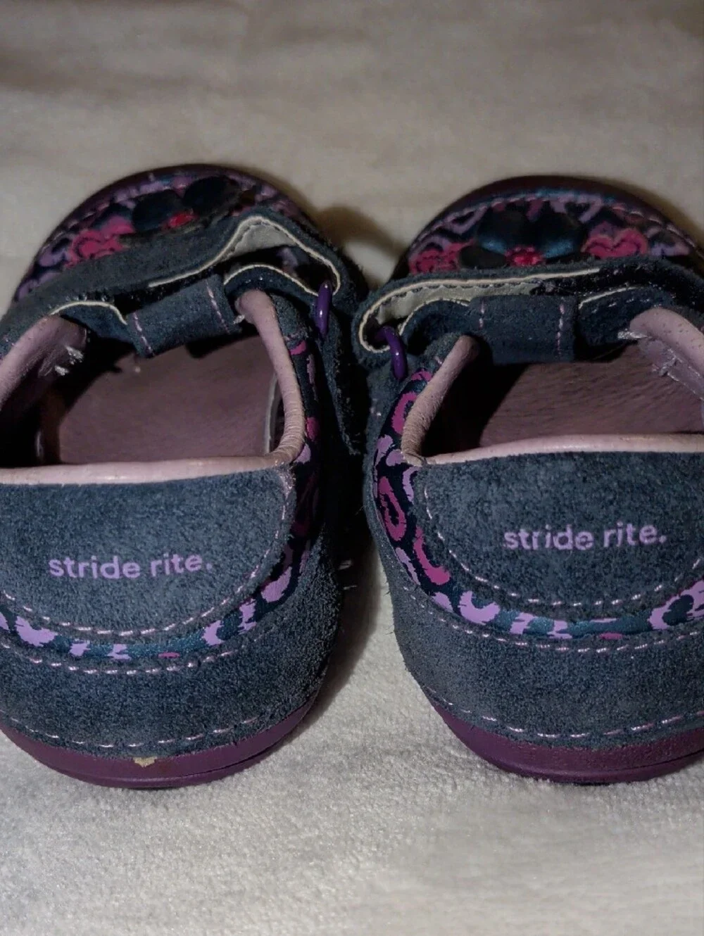 Stride Rite Cynthia Girls Purple and Black Floral Mary Janes